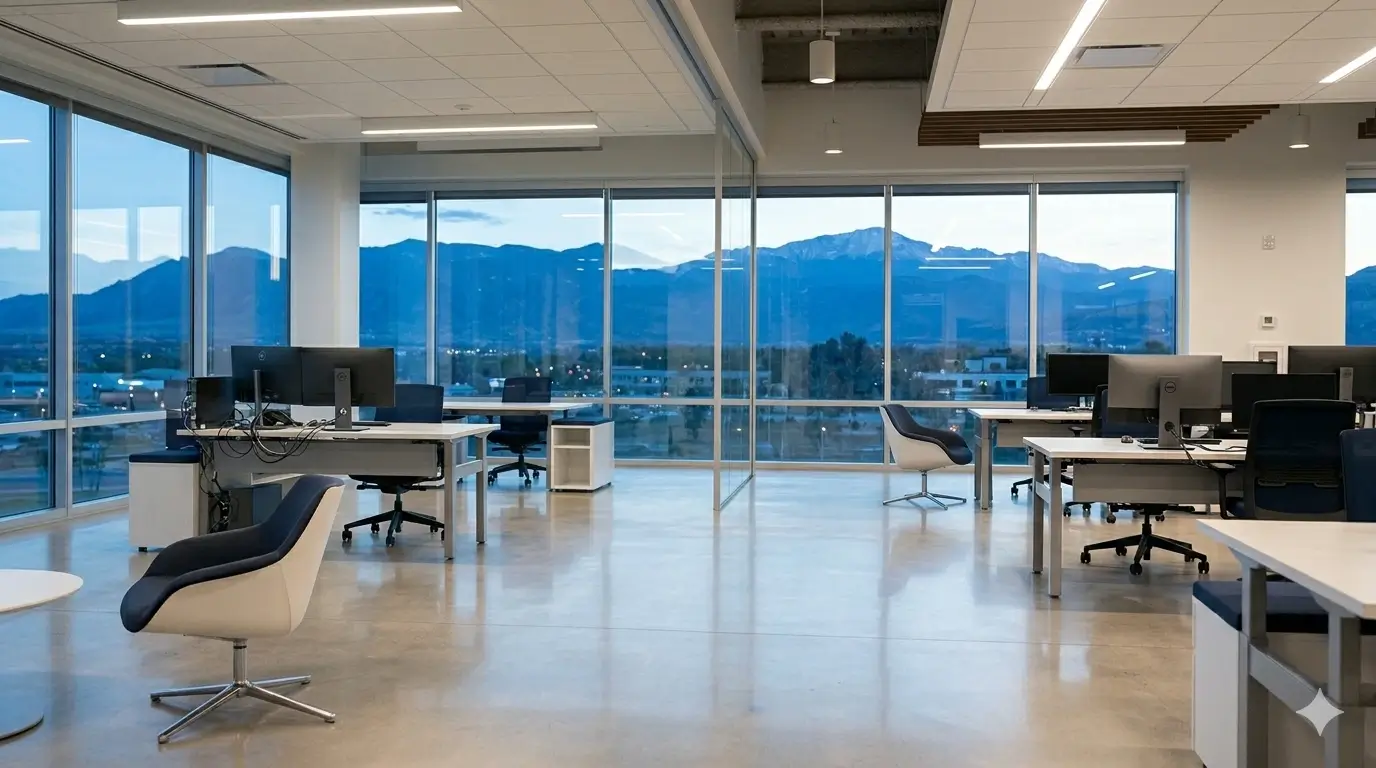 Professional commercial cleaning detail work in a modern office